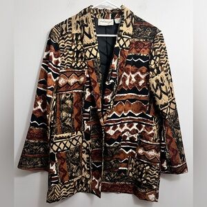Entourage Vintage 90s Y2K Aztec Light Blazer Small